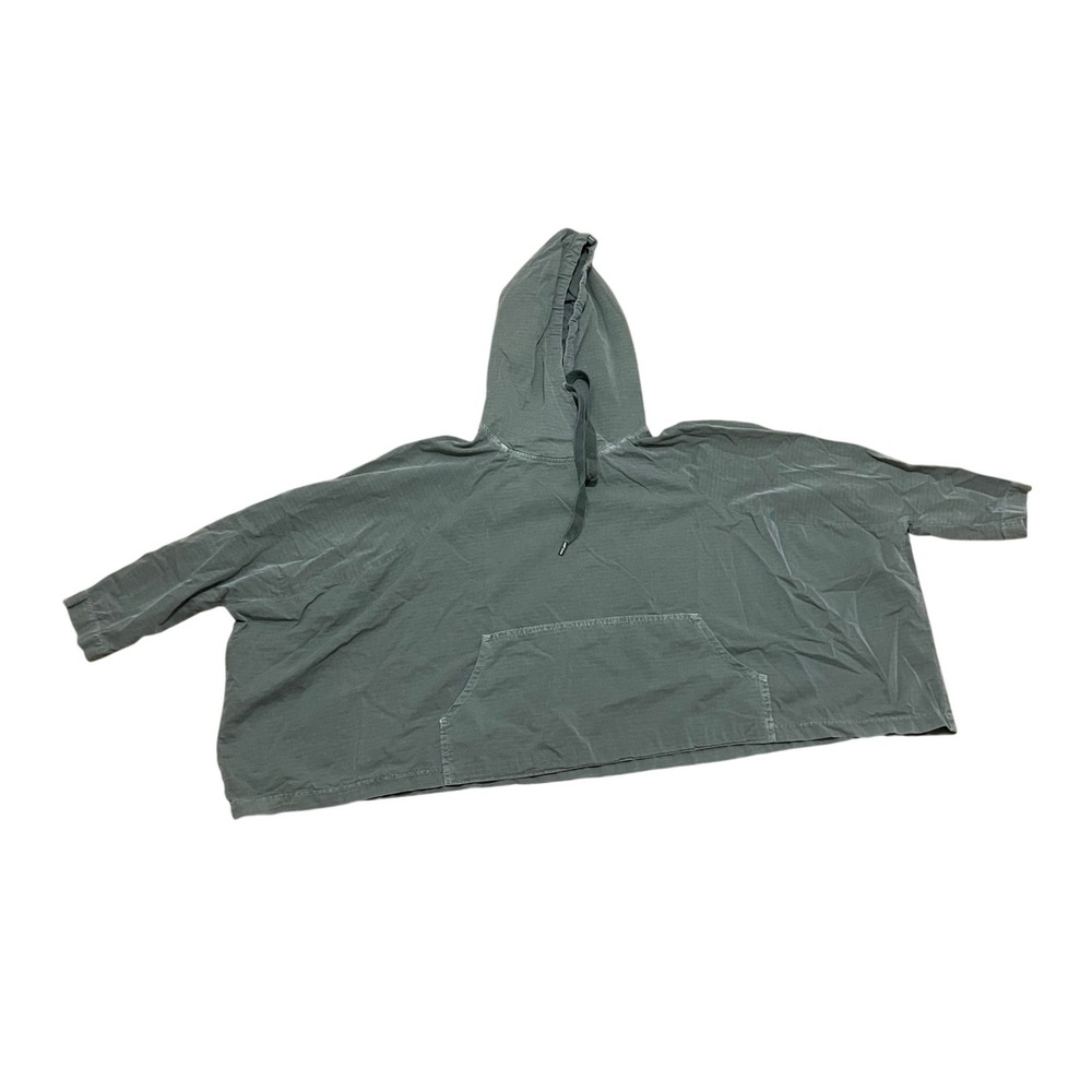 NSF Studio Womens M Green Ripstop Cotton Oversized Boxy Hooded Poncho Top USA
